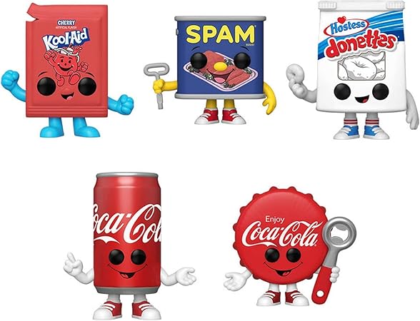 Amazon Com Funko Pop Rocks Set Of 5 Foodies Donettes Original Kool Aid Packet Coca Cola Bottle Cap Coca Cola Can And Spam Toys Games