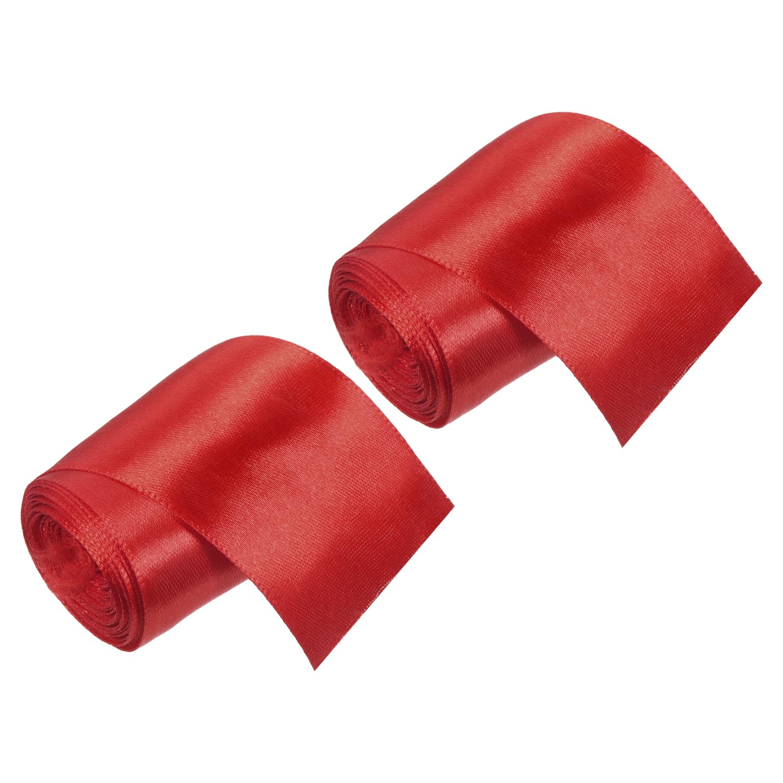 M METERXITY 2 Pack Finish Line Satin Ribbon - Durable Polyester Fabric Tape, Apply to Athletics Running Matches/Marathon Races (1.97", 16.4ft, Red)