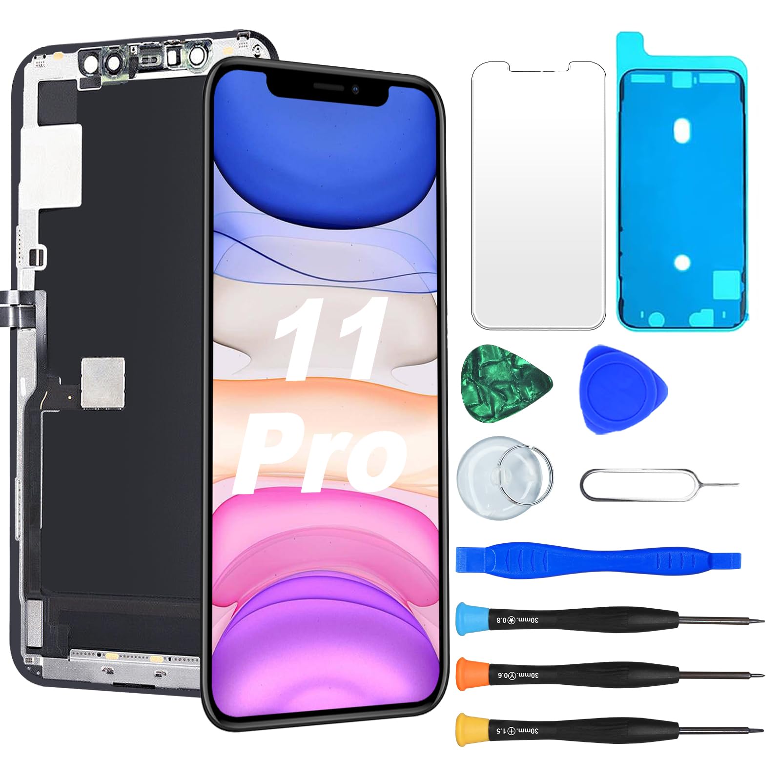 Replacement Screen for iPhone 11 Pro LCD Retina Fully HD Display Digitizer with Fully Repair Tool Kits, Screen Protector, Waterproof Tape