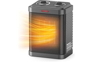 PEREYSI Space Heater, Small Space Heater for Indoor Use, 1500W/900W PTC Ceramic Space Heater with Thermostat, 3 Modes, Safety Quiet Heating, Multiple Protection, Portable Heater for Office Room Desk Use