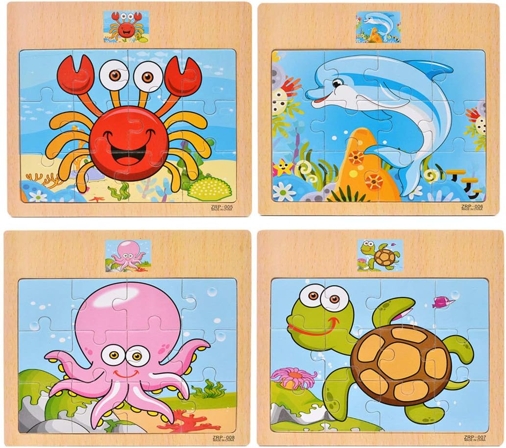 SIPLIV Wooden Puzzle Jigsaw Puzzle Early Education Toys for 2 to 6 ...
