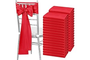 fani 120 PCS Red Satin Chair Sashes Bows Universal Chair Cover for Wedding Reception Restaurant Event Decoration Banquet,Party,Hotel Event Decorations (7 x 108 inch)