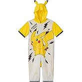 Sonic and Pokemon Kids Onesie Pajamas - Boys Short Sleeve Zip Up Hooded Blanket Sleeper, One Piece Costume - Official License