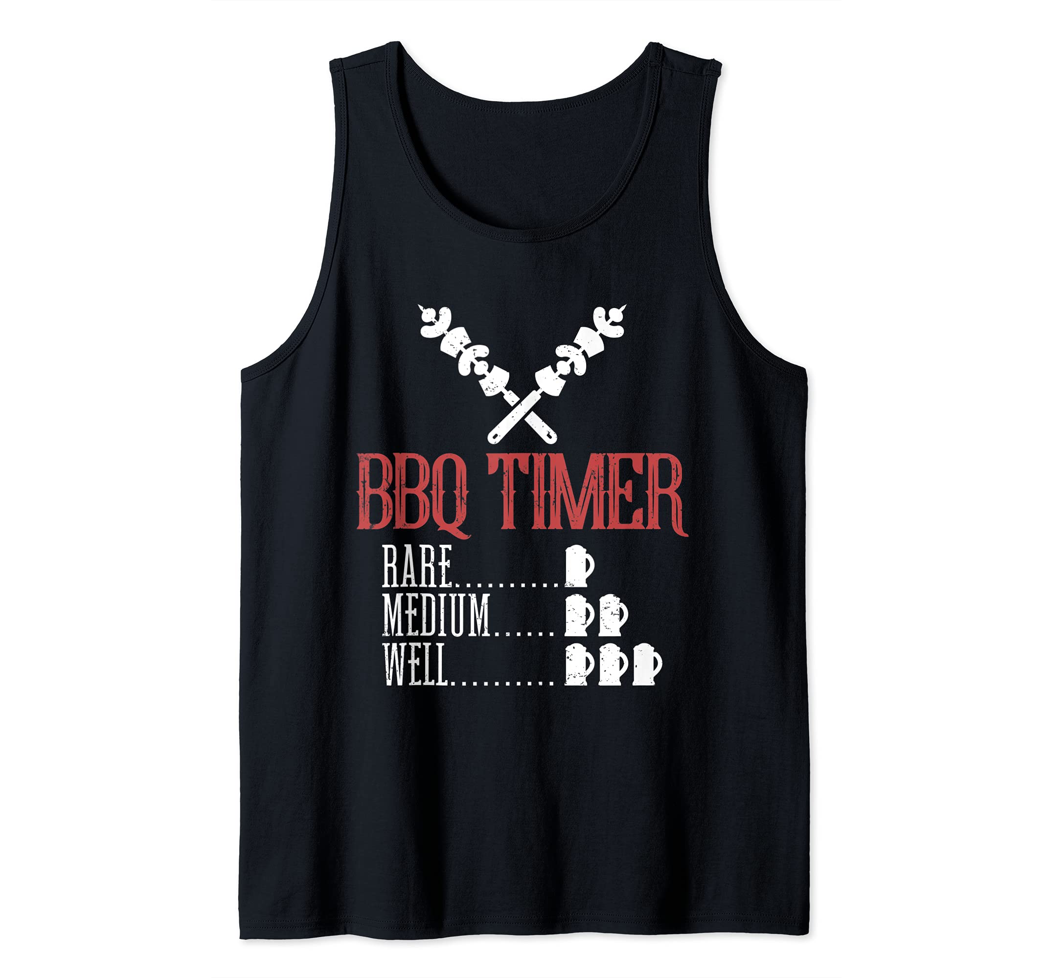 Funny Beer Lover BBQ Timer Rare Medium Well Grilled Barbecue Tank Top