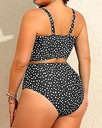 Plus Size Two Piece Swimsuits - Women High Waisted