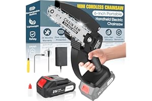 ENERJARY Mini Chainsaw Cordless 6-Inch Portable Electric Handheld Chainsaw with Security Lock,Battery Powered 2000mah Rechargeable Super Saws for Wood Cutting Tree Trimming DIY Projects Gardening Camping