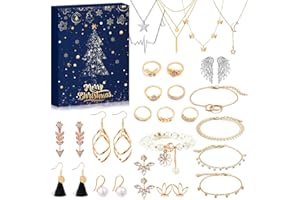 Larchio Jewelry Advent Calendar 2023 Adult Women Teen Girls, Christmas Countdown Calendar Gifts with Gold Bracelets Necklace Rings Earrings Christmas Gifts for Girlfriend Wife Daughter Mom