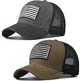Sodomkt 2 Pcs American Flag Hat,USA Baseball Cap for Men Women,Low Profile USA Plain Trucker Hat