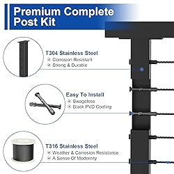 BLIKA Complete Set 36" Cable Railing Post Kit