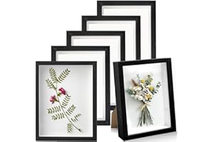 6 Pieces Shadow Box Frame Black Wood Shadow Boxes Display Cases, 1.2 Inch Interior Depth Shadow Box for Wall and Tabletop Dis