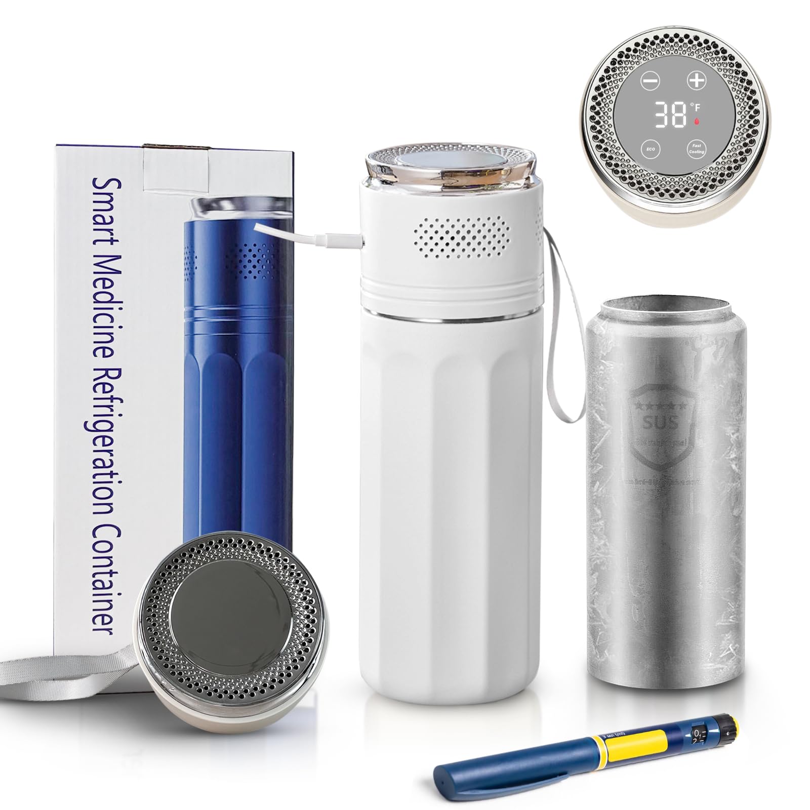 Photo 1 of Insulin Cooler Travel Case USB Plug-in Medication Cooler for Travel TSA Approved Portable Electric Medicine Refrigerated, Holds 1–7 Insulin Pens & Vials Diabetes Case with Temp Display & Ice Ring