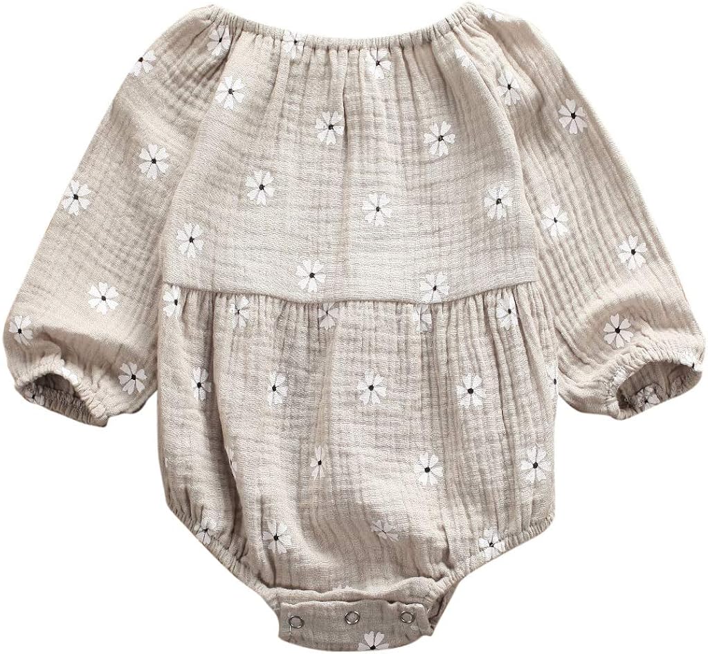 Newborn Baby Girls Floral Print Long Sleeve Round Neck