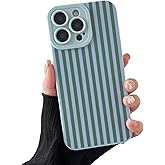 branple Compatible with iPhone 13 Pro Case, Aesthetic Cute Fashion Striped Pattern with Shockproof Soft TPU Protective Phone Case for Women Compatible for iPhone 13 Pro 6.1", Teal