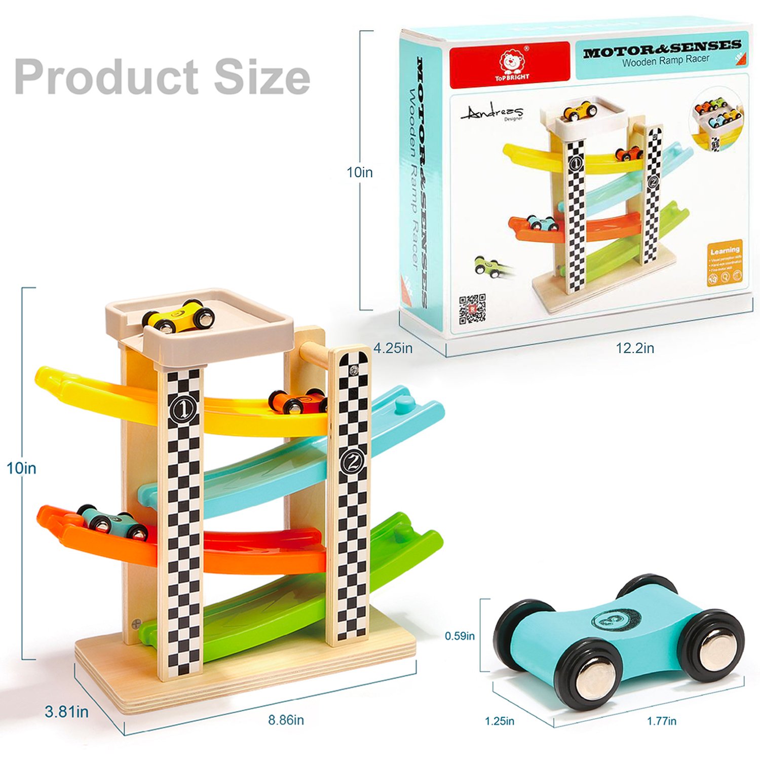 TOP BRIGHT Toddler Toys For 1 2 Year Old Boy And Girl Gifts Wooden Race