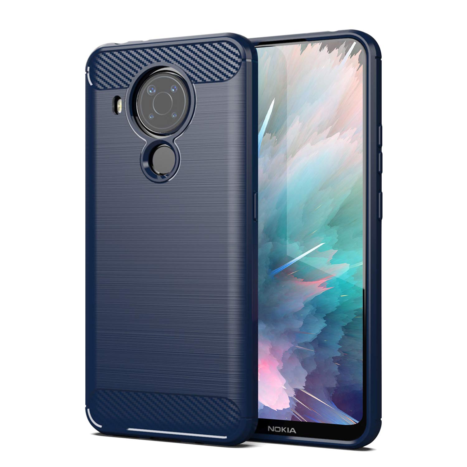 SCL Case for Nokia 5.4 Case Nokia 5.4 Case [Blue], Carbon Fibre Effect Gel Grip Protection Cover [Anti Scratch][Anti Collision] Compatible with Nokia 5.4