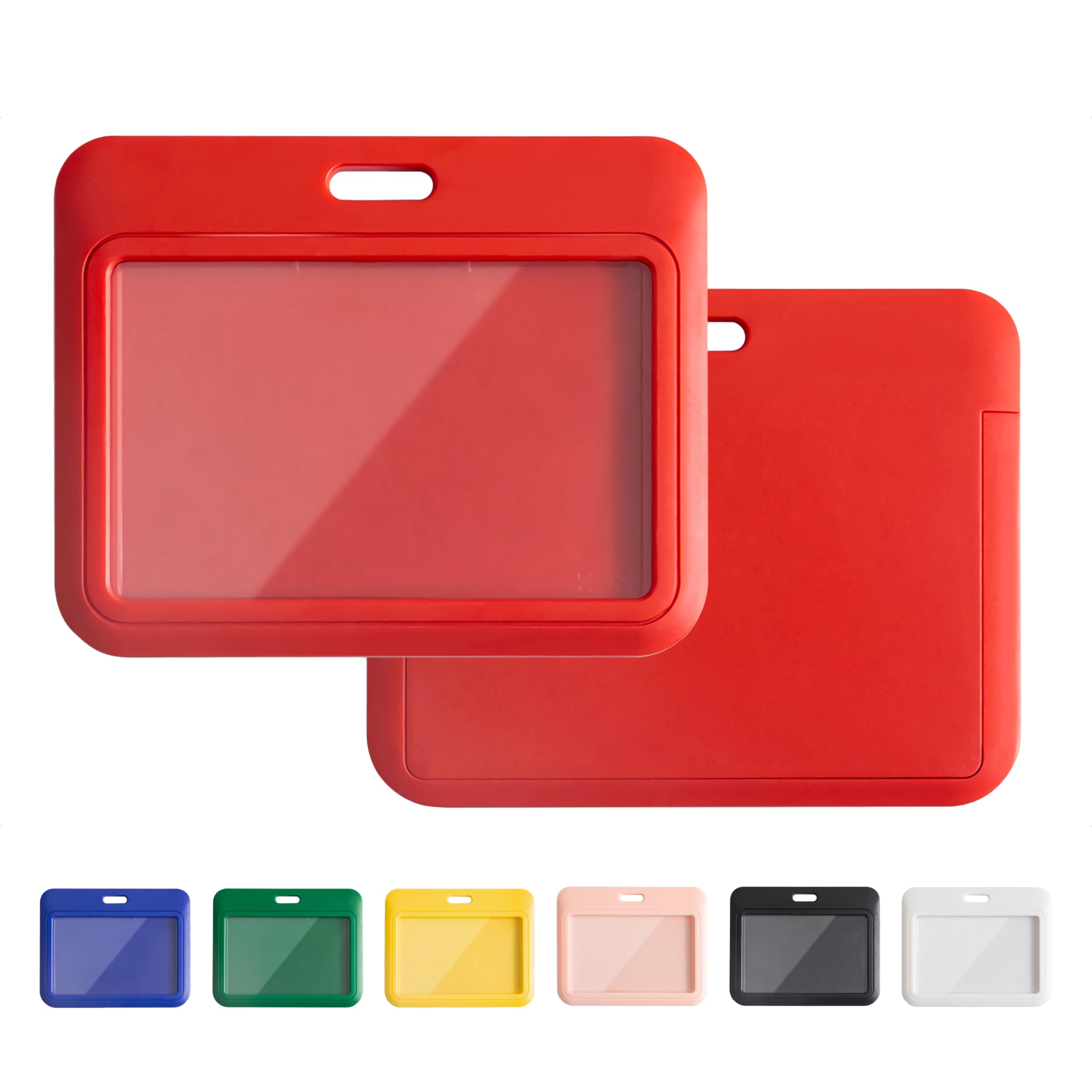 Photo 1 of 3 Pcs Sliding Horizontal ID Badge Holder with Clear Window Red ID Card Holder Protector Pouch for Office School ID Credit Cards Proximity Key Cards Driver’s Licenses and Passes