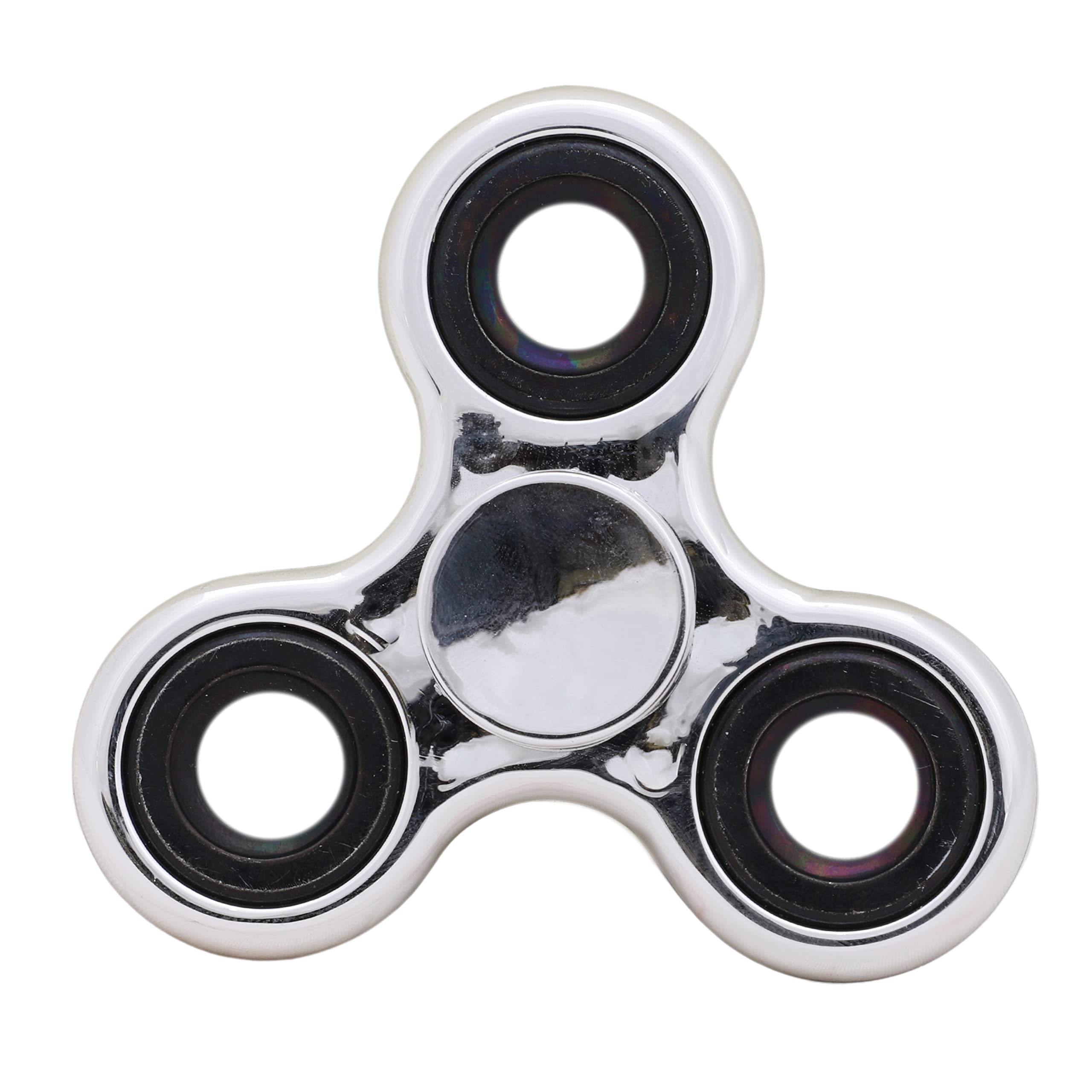 Toyland® Fidget Hand Spinner - Stress and Anxiety Relief - Assorted Colours (Metallic Silver & Black Rings)