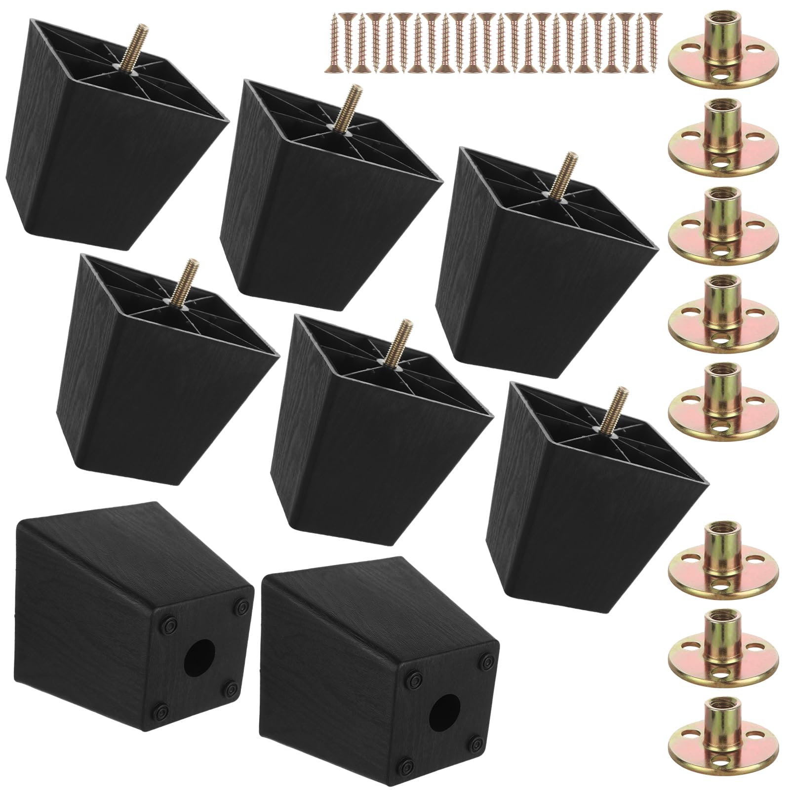 Photo 1 of DIRBUY 8 Pack Couch Legs 4 Inch Heavy Duty - Plastic Couch Feet Replacement - Black Sofa Legs Replacement with T-Nuts Screws for Sofas Legs, Beds, Chairs, Cabinets, Dressers