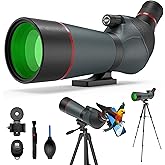 Gosky 20-60x65 Spotting Scope with Full Size Tripod, Phone Adapter, Controller and Cleaning Kit, Spotting Scope for Bird Watching, Wildlife Viewing