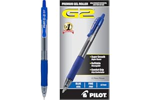 PILOT G2 Premium Refillable & Retractable Rolling Ball Gel Pens, Fine Point, Blue Ink, 12-Pack (31021)