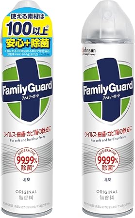 Amazon アルコール除菌スプレー ファミリーガード 300ml 2本 エアゾールタイプ 無香料 空間 部屋 玄関 キッチン トイレ 消臭 靴箱 クローゼット 車 携帯 エタノール まとめ買い 業務用 ファミリーガード 除菌剤