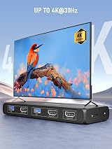 Lemorele 4K 30Hz HDMI KVM Switch 2 PC 1 Monitor 4 USB 3.0 PS5 Xbox view 5