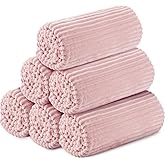 Buryeah 6 Pcs Flannel Throw Blanket Bulk 50 x 60 in Sleepover Blanket Outdoor Wedding Throw Lightweight, Oeko-tex Standard 100 Certified for Sofa Homeless Gifts (Light Pink)