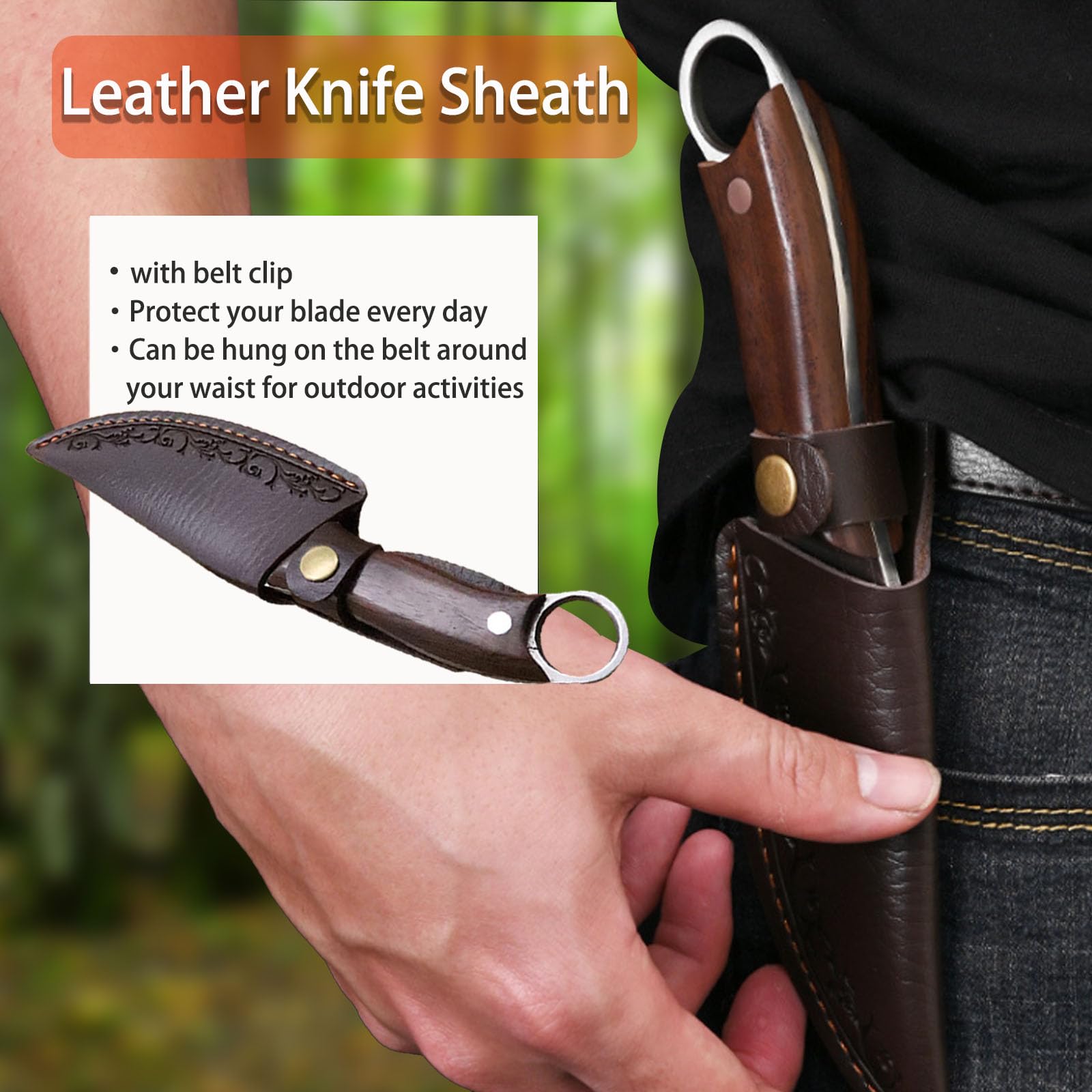 TIANYUE-FONG Fixed Blade Knife with Sheath 8.6 Inch Sharp Blade Full Tang Hunting Knife - Fixed Blade EDC Camping Hiking Hunting Tactical Survival Work Knives for Men - Blet Click