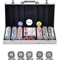 VEVOR Poker Chip Set, 300-Piece Poker Set, Complete Poker Playing Game Set with Aluminum Carrying Case, 11.5 Gram Casino Chip
