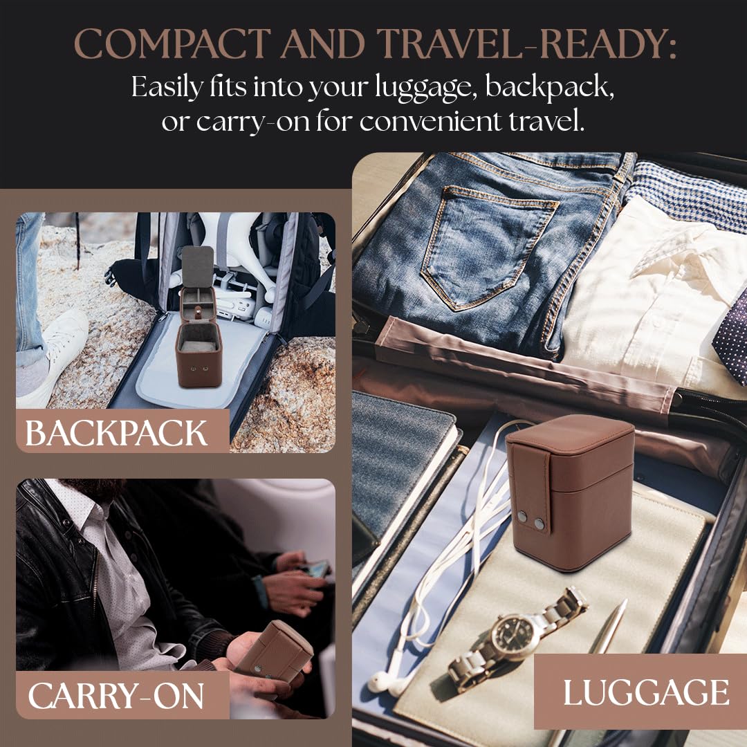 Penitent Man Leather Watch Travel Case for Men - Smart Watch Jewelry Organizer and Pillow Case