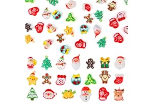 BSTCRAFT 100 Pcs Mini Christmas Decorations Set, Miniature Resin Figurines Small Christmas Tree Santa Ornaments for Crafts Home Decor Micro Landscape Fairy Garden Accessories Xmas Gifts for Kids