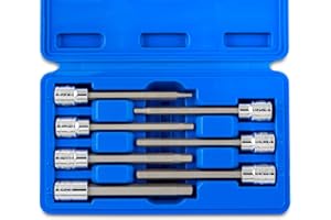Neiko 10076A 3/8-Inch Drive Extra Long Allen Hex Bit Socket Set, Metric, 3 mm - 10 mm | S2 and Cr-V Steel, 7-Piece Set
