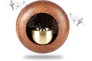 ZUOLUN Shopkeepers Bell for Door Opening: Round Wooden Shopkeepers Bell Magnetic, Small Doorbell with Brass for Business, Door Opening Bell for Home Office Store Entry Alert Chime (Black Walnut)