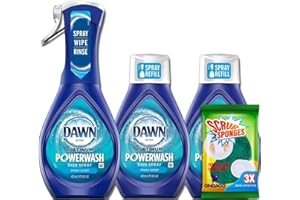 ONDAGO - Dawn Powerwash Ultra Platinum Start Kit, 16 fl oz Fresh Scent Spray Bottle with 2, 16 fl oz Fresh Scent Refill bottles, Bundled Scrubbing Sponge