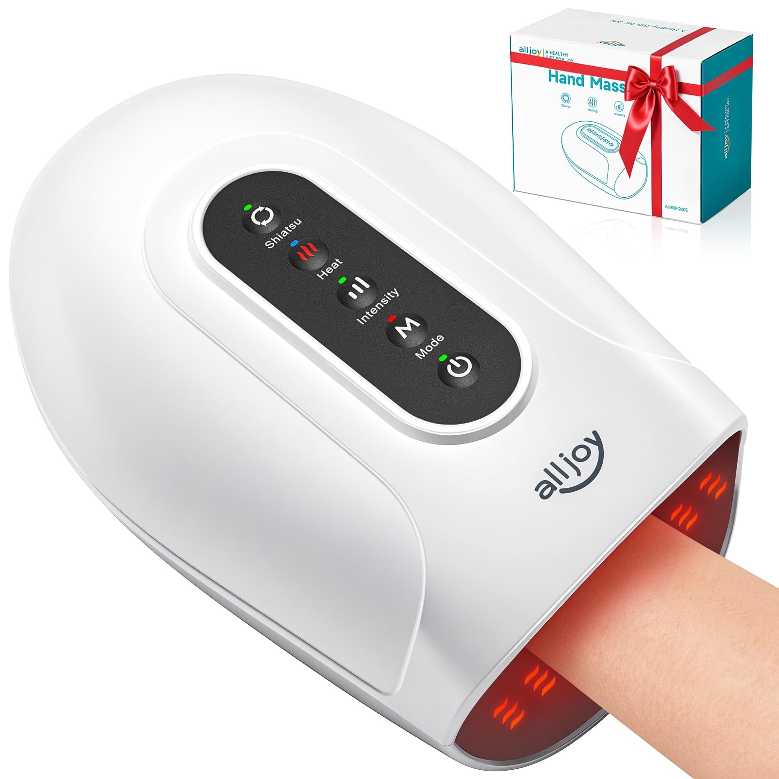 Photo 1 of ALLJOY Roller Kneading Hand Massager for Arthritis and Carpal Tunnel Relief, Cordless Electric Hand Massager with Heat and Compression for Finger Numbness, Gifts for Women and Men (White)