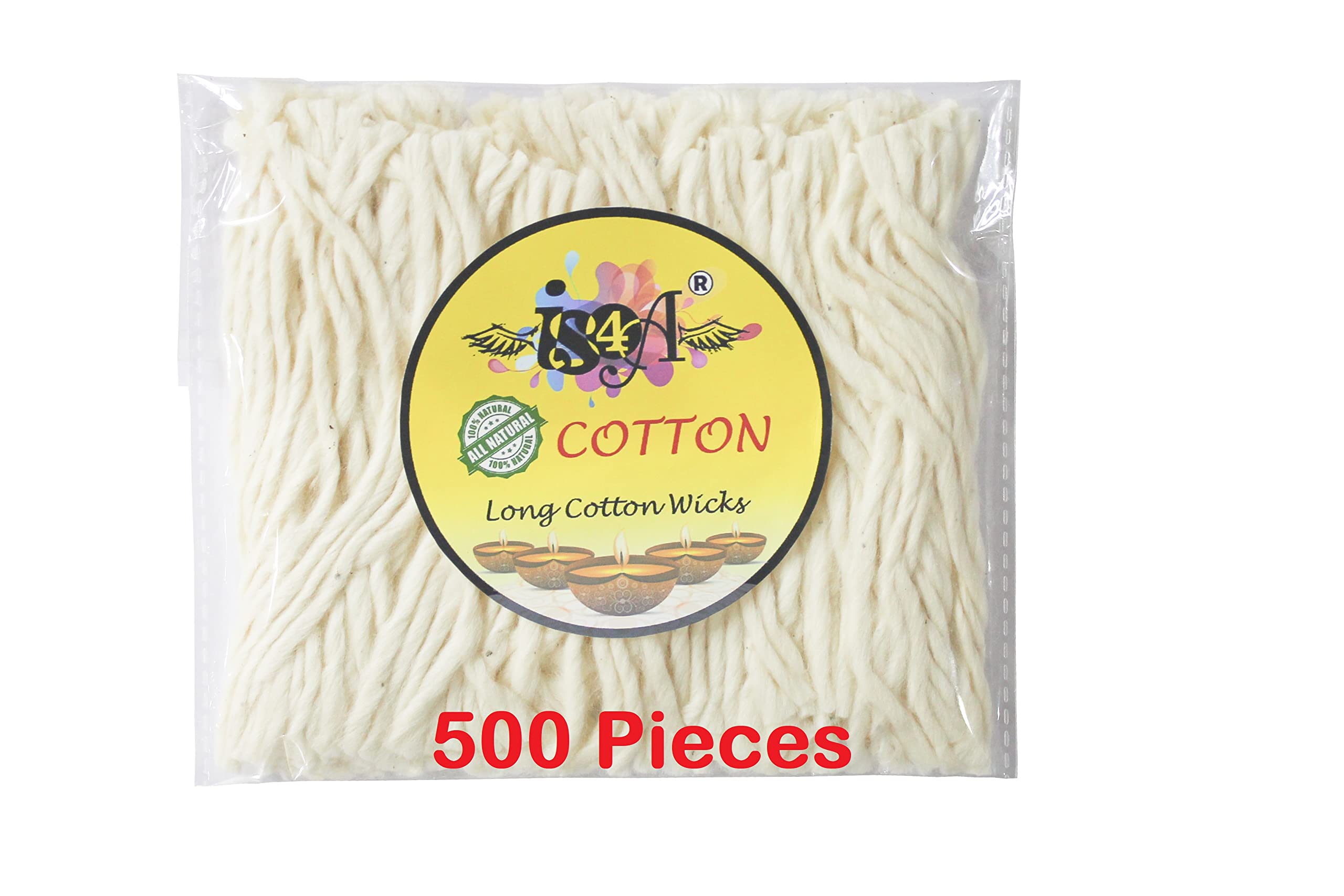 Photo 1 of IS4A 500 Pcs Handmade Long Cotton Wicks for Puja Pooja Jyot Batti, Ideal for Brass, Kuber Clay Diya for Home Mandir Temple Clay Diyas