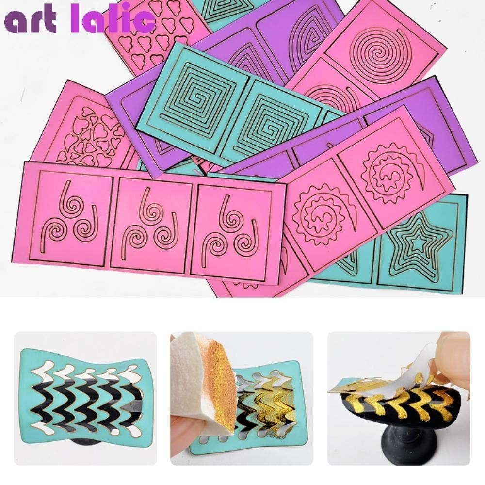 Amazon Com 10 Sheets Diy Manicure Irregular Grid Stencil Reusable