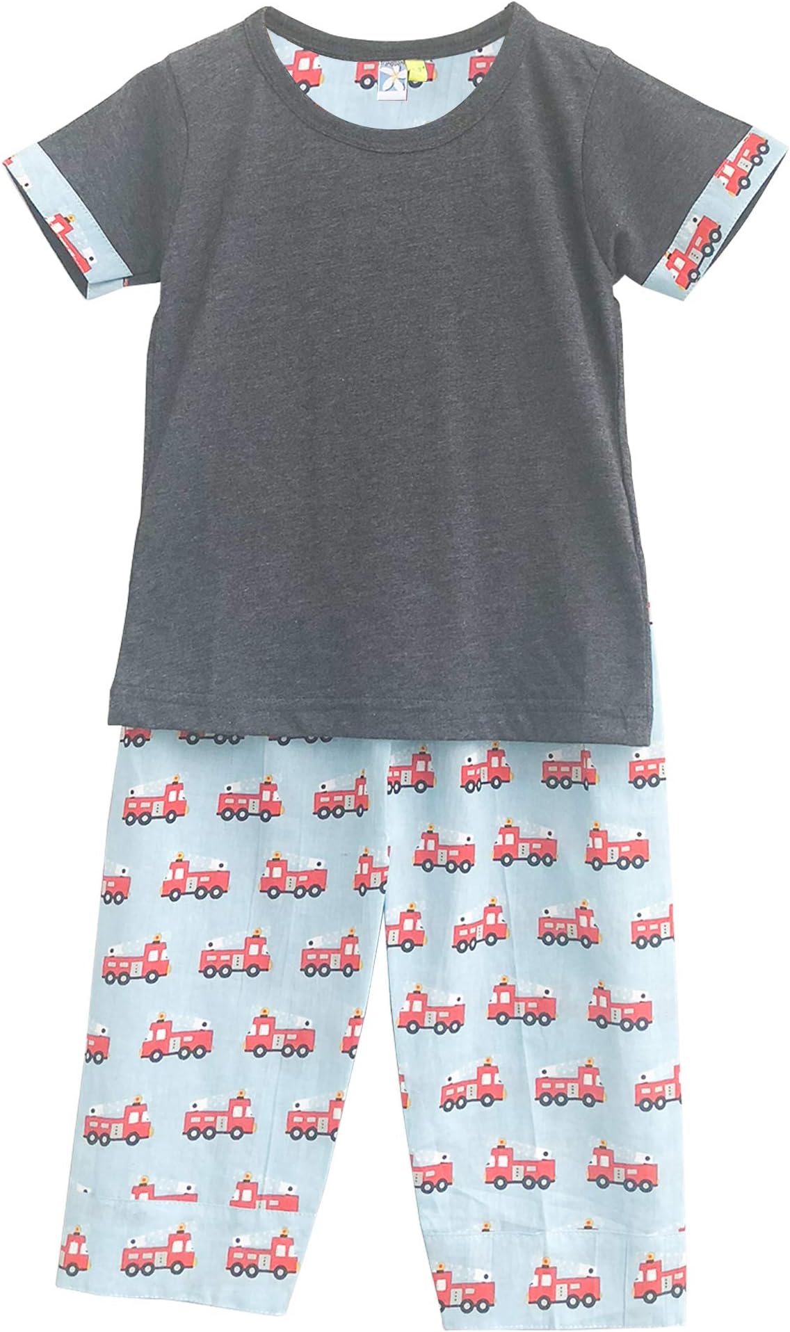 Frangipani Kids Fire Truck Print T-Shirt Pyjama Set