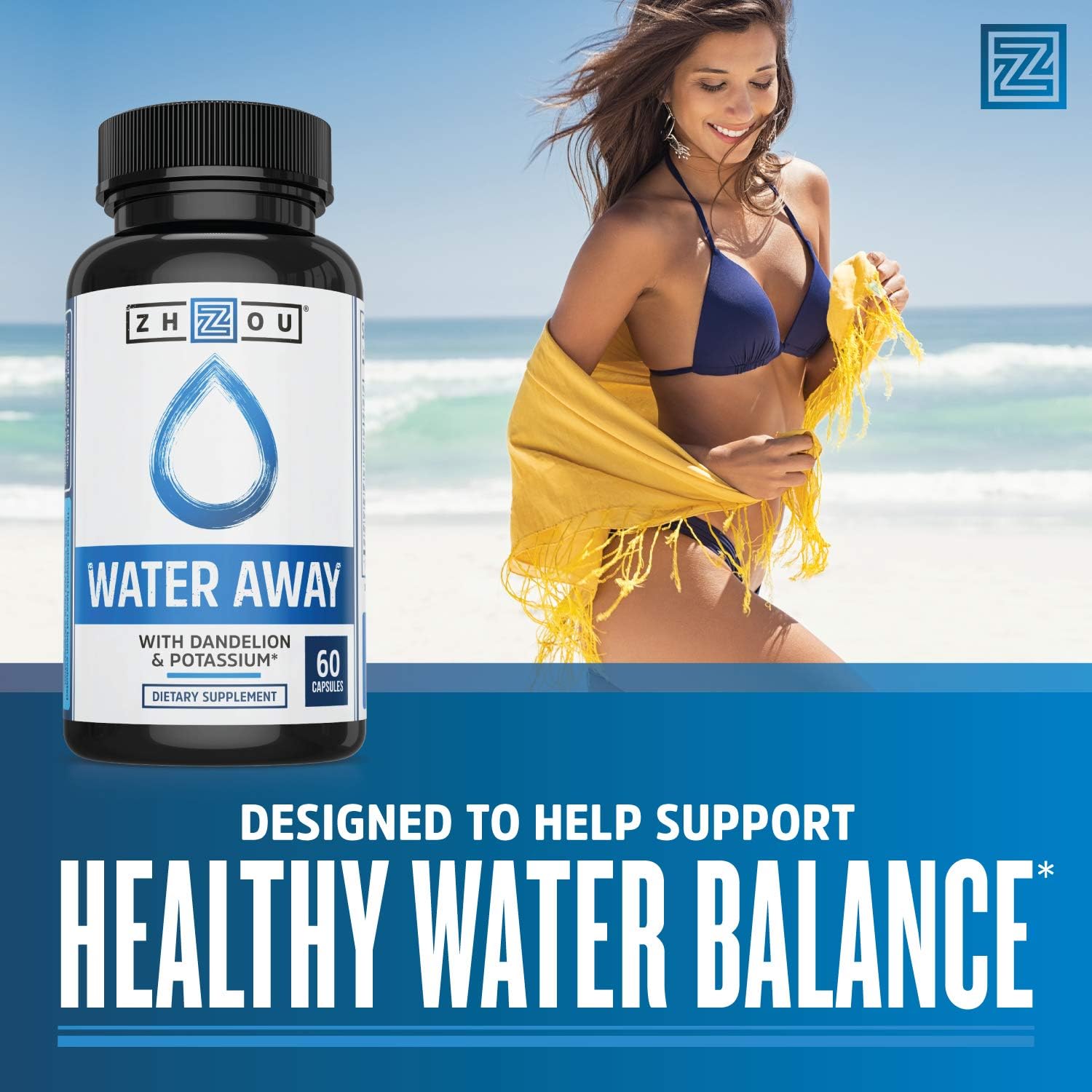 WATER AWAY Herbal Formula for Healthy Fluid Balance - Premium Herbal Blend with Dandelion, Potassium, Green Tea & More - 60 capsules: Health & Personal Care