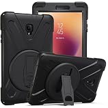 KIQGalaxy Tab A 8.0 (2017) Case, [Tab A2 S, T380 T385] Shockproof Heavy Duty Impact Drop Protection Cover, Stand, Hand Strap for Samsung Galaxy Tab A A2s 8-inch SM-T380 SM-T385 (Shield Black)