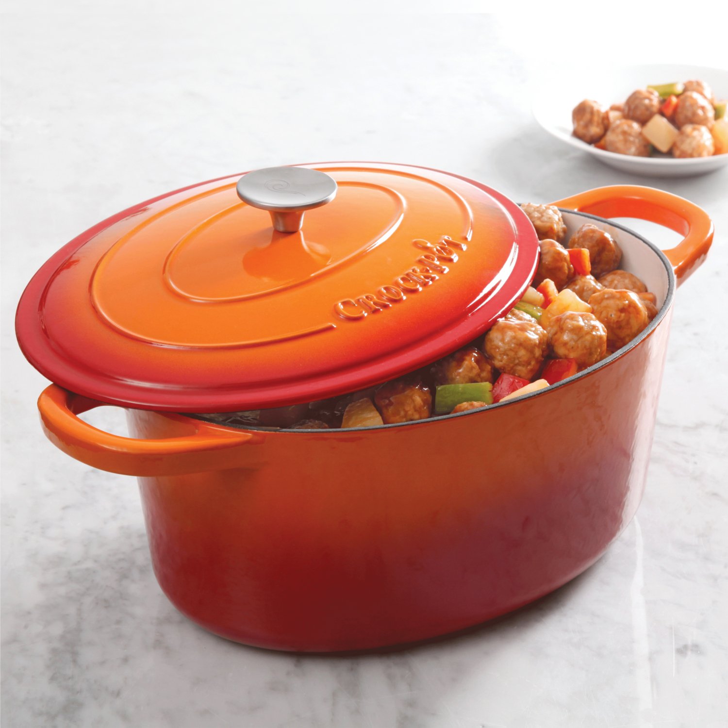 Crock Pot Artisan 7QT Oval Dutch Oven, Orange