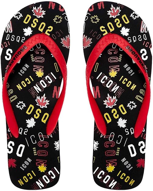 Amazon.com | DSQUARED2 Luxury Fashion Man FFM000117202798M037 Black Rubber Flip Flops | Spring 