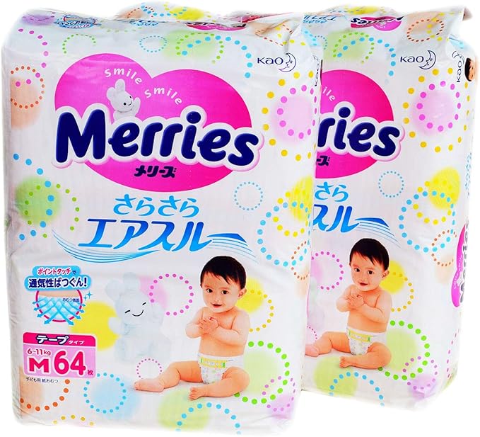Japanese diapers nappies Merries M 611kg // Pañales japoneses