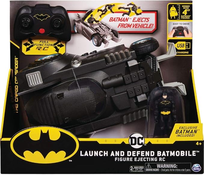 BATMAN Launch and Defend Batmobile Remote Control Vehicle with Exclusive 10 cm Action Figure