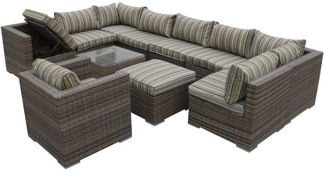 LYQZ Multifunctional Rattan Garden Furniture Set Sofa Modular Set 9 Seater Sofa Details (Colour : B)
