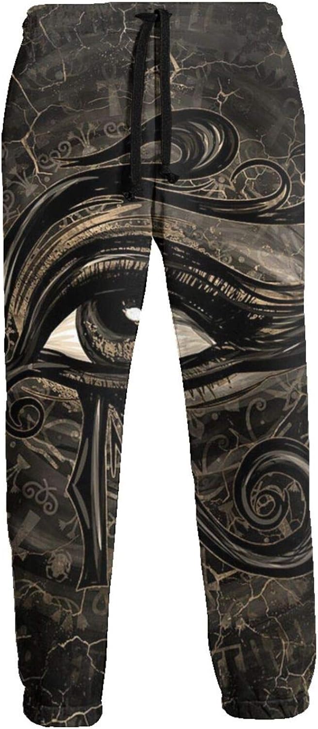 Golden Egyptian Hieroglyphs Egypt Eye Men Sweatpants Joggers Pants