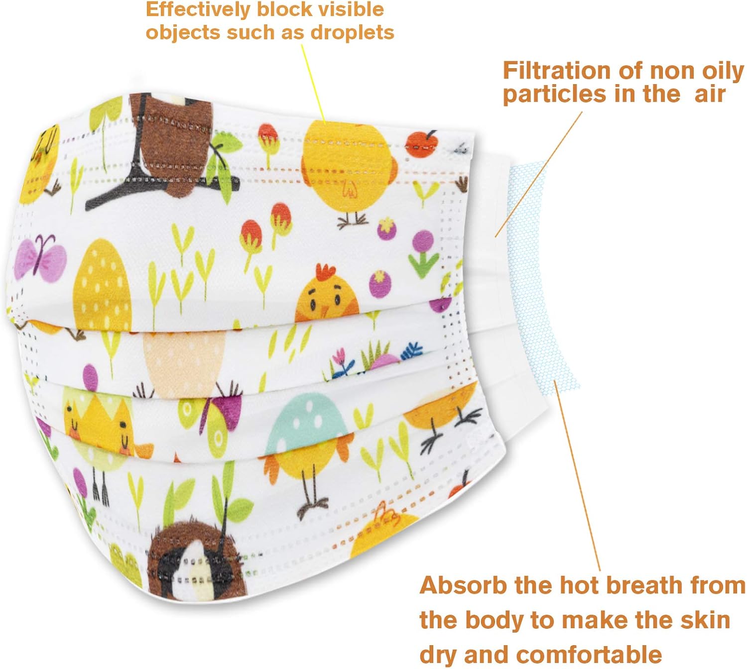 BUPMUM Cute Kids Disposable Face Masks, 3 Ply Protective Childrens Face Mask, 5 Patterns, 50Pcs/Box (Style 3) : Sports & Outdoors