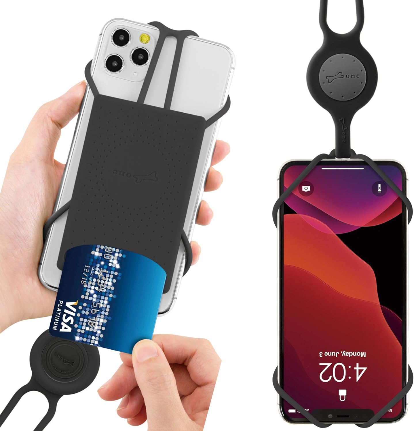 Amazon Com Bone Lanyard Phone Tie 2 With Card Holder Universal Phone Lanyard Neck Holder For Iphone 12 11 Pro Max Galaxy S Pixel Smartphone Detachable Case Silicone Straps Fits 4 To 6 5 Black
