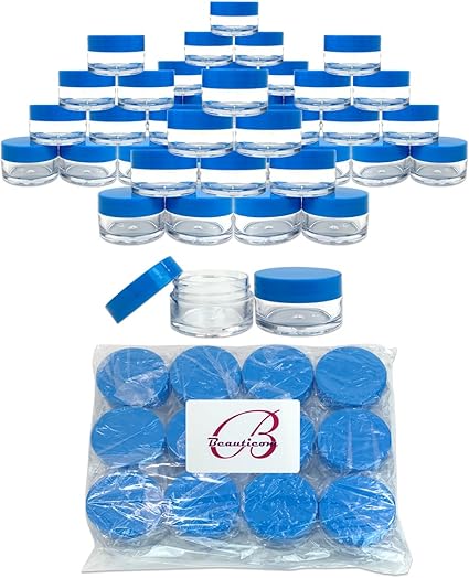 Amazon Co Jp Beauticom 丸形透明ジャー 1個 g ml 青い蓋付き メイクアップパウダー アイシャドウ顔料 ローション クリーム リップクリーム リップクリーム リップグロス サンプル Bpaフリー ホーム キッチン