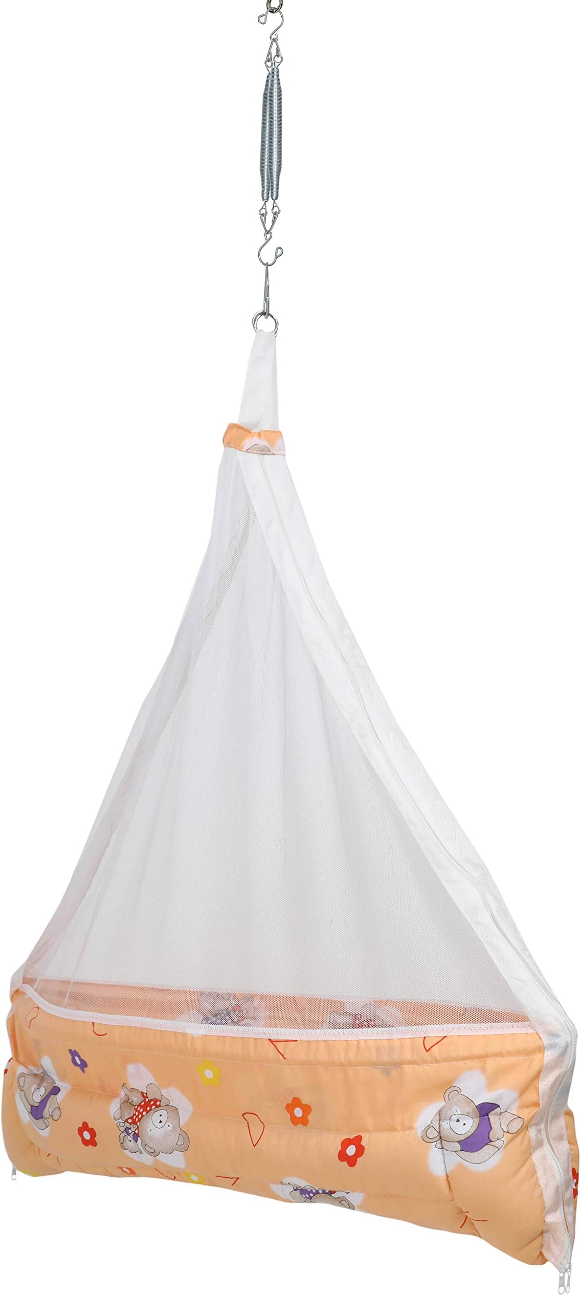 VParentsNewborn Baby Sleep Swing Cradle Jhula Palna Tottilu with Hanging Spring Cruze (Orange) 110073